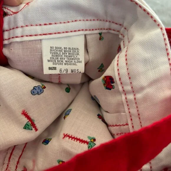 Vintage OshKosh B’Gosh Trains Vestbak Overalls Outfit Size 6-9M - Picture 8 of 13